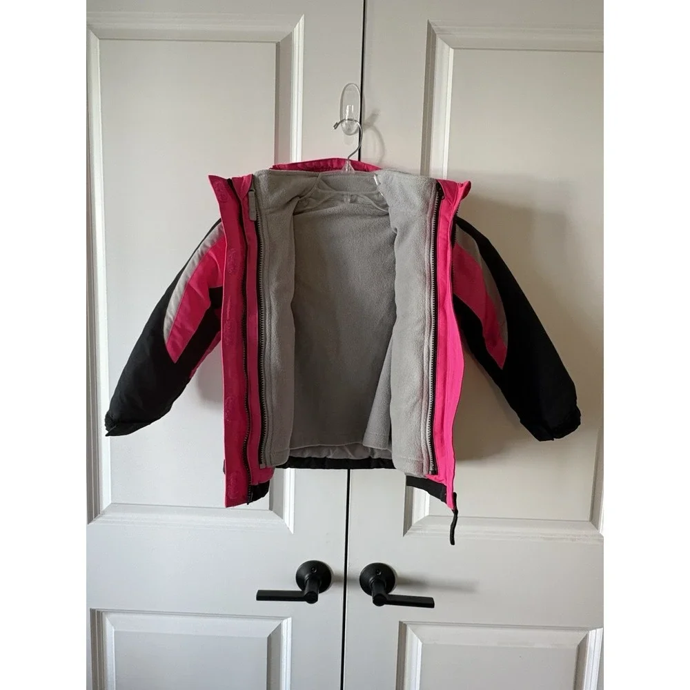 Roebuck & Co Snowsuit Jacket and Overalls Girls M 5-6 Pink Black Winter Ski Set